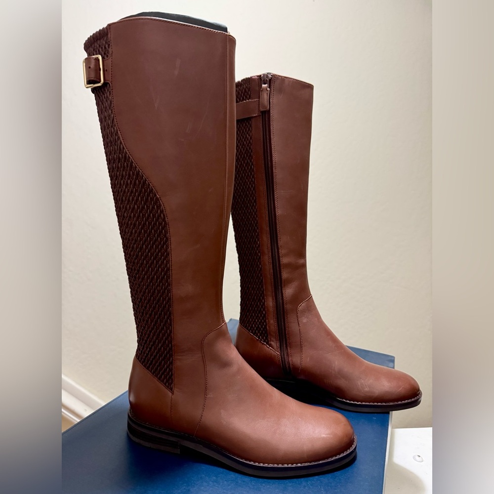 Cole Haan Chestnut Brown Leather Knee-high boots (Size 7.5B/Medium width) (New) - Picture 4 of 7